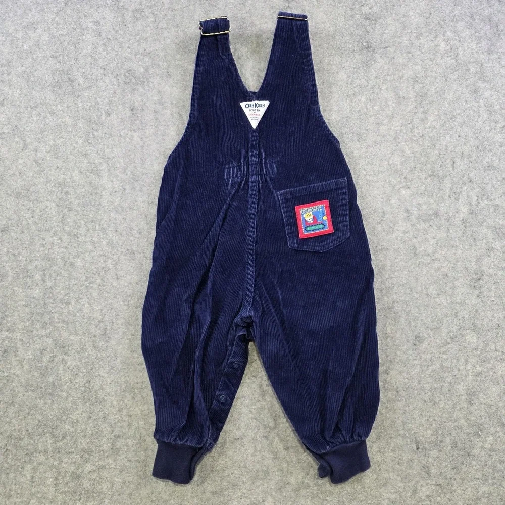 Vintage OshKosh B'gosh Overalls Toddler 2T Blue Corduroy Bib Snap Leg Made USA